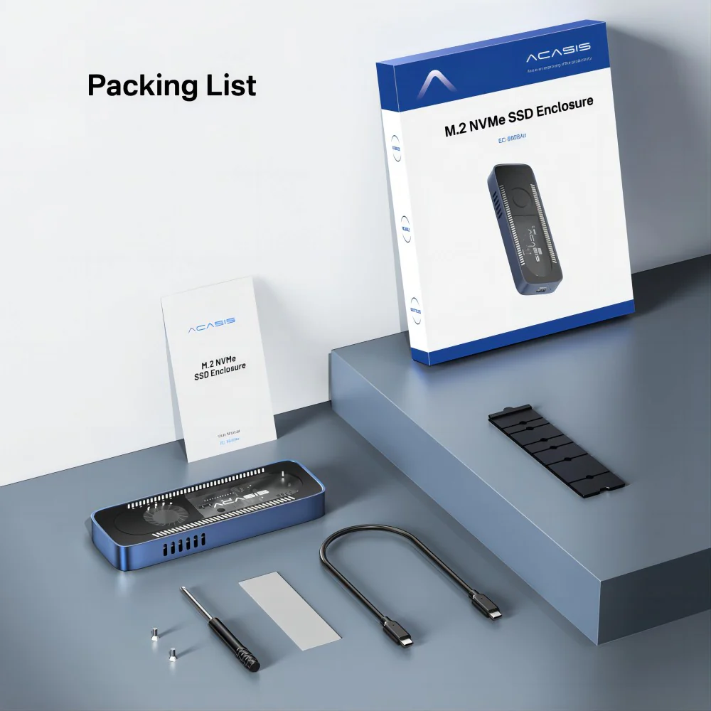 ACASIS 10Gbps Built In Fan USB 3.1 M.2 2230/42/60/80 NVME SSD Case - Image 7