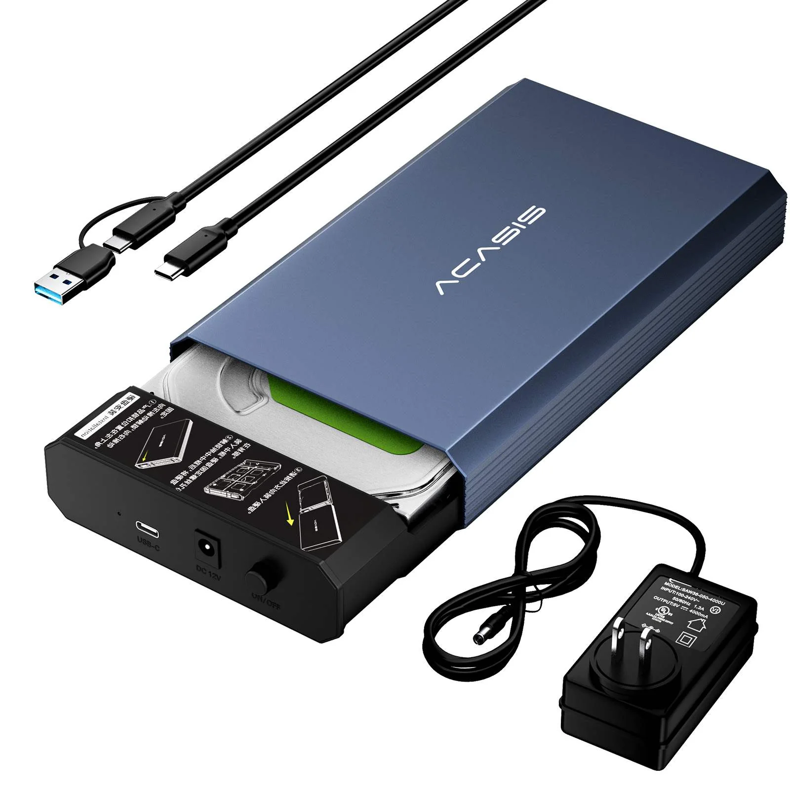 Acasis 10Gbps USB 3.2 Gen 2 SATA Hard Drive Enclosure for 3.5 & 2.5 Inch HDD - Image 10
