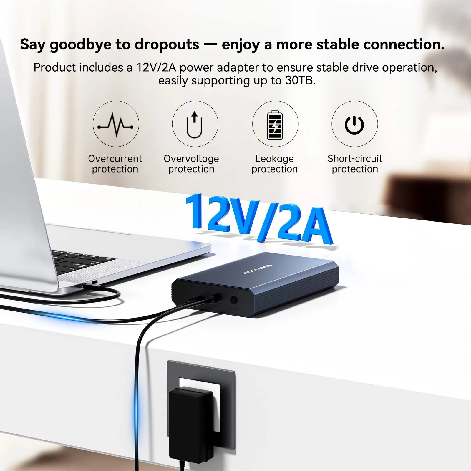 Acasis 10Gbps USB 3.2 Gen 2 SATA Hard Drive Enclosure for 3.5 & 2.5 Inch HDD - Image 4