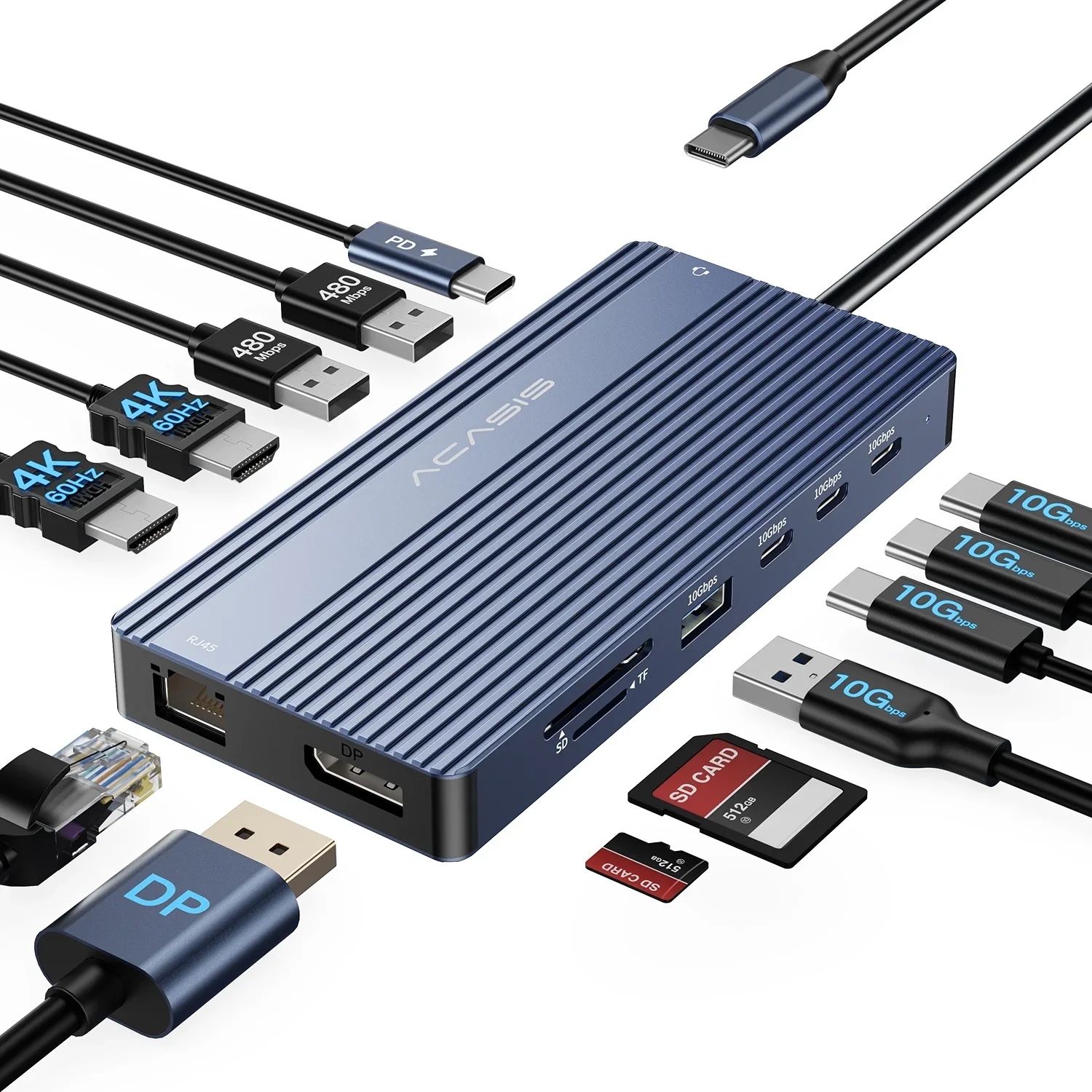 Acasis 14 Ports 4K 60Hz USB C Docking Station with PD 100W Charging - Image 3