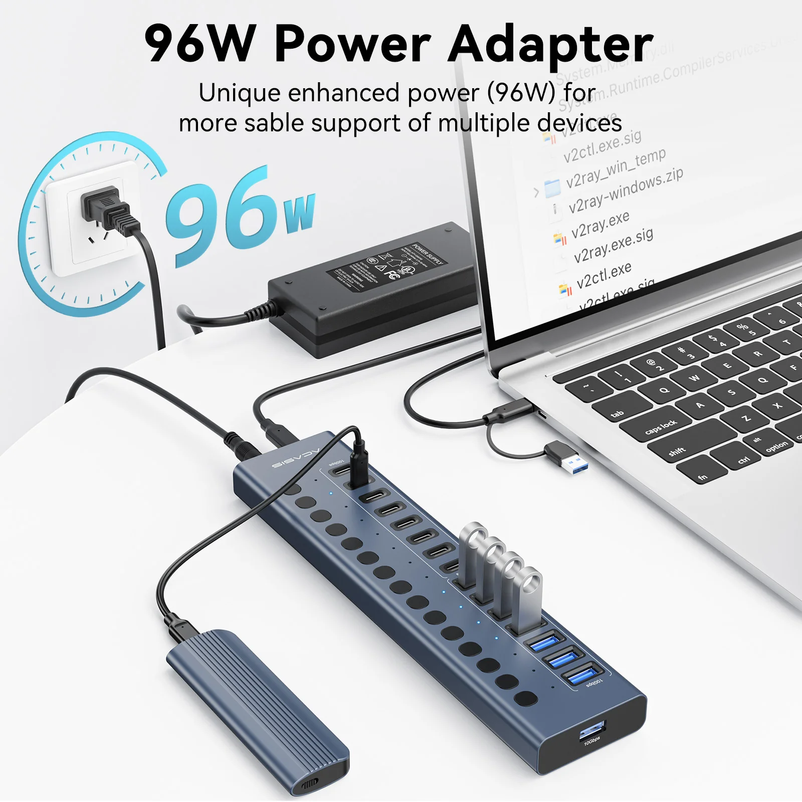 Acasis 16 Port 10Gbps USB 3.2 Hub Powered, 8 USB-A & 8 USB-C Ports - Image 3