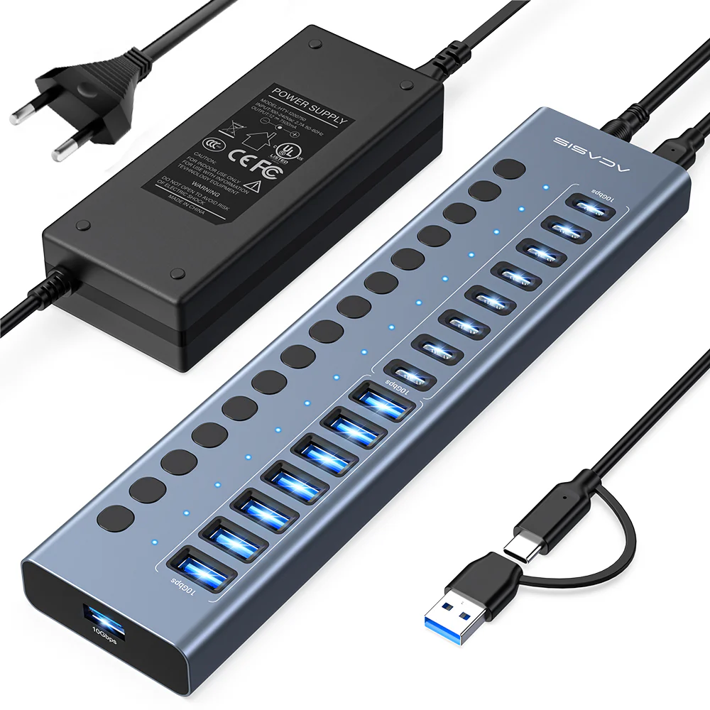 Acasis 16 Port 10Gbps USB 3.2 Hub Powered, 8 USB-A & 8 USB-C Ports - Image 7