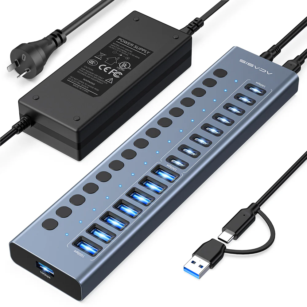 Acasis 16 Port 10Gbps USB 3.2 Hub Powered, 8 USB-A & 8 USB-C Ports - Image 9