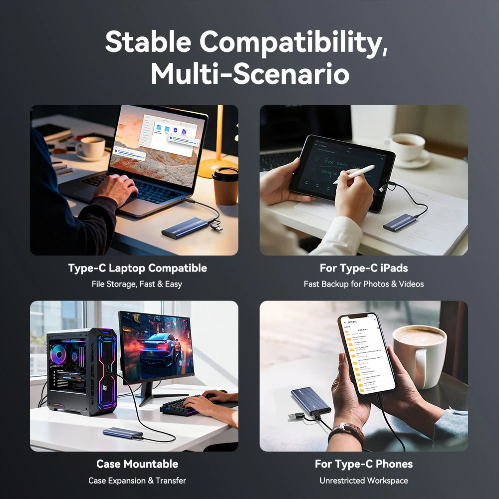 Acasis 20Gbps Tool-Free M.2 NVMe SATA SSD Enclosure - Image 7