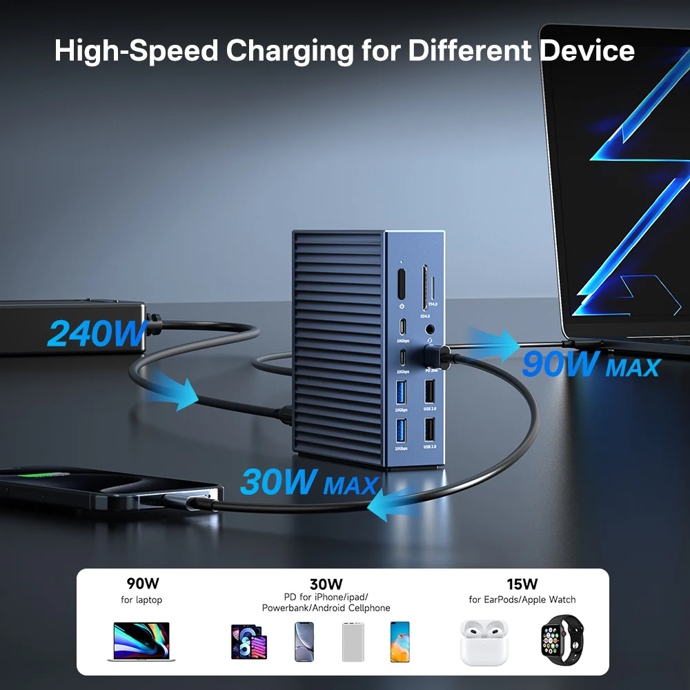 [Intel Certified] Acasis 21 Ports 40Gbps Thunderbolt 4 Docking Station - Image 4