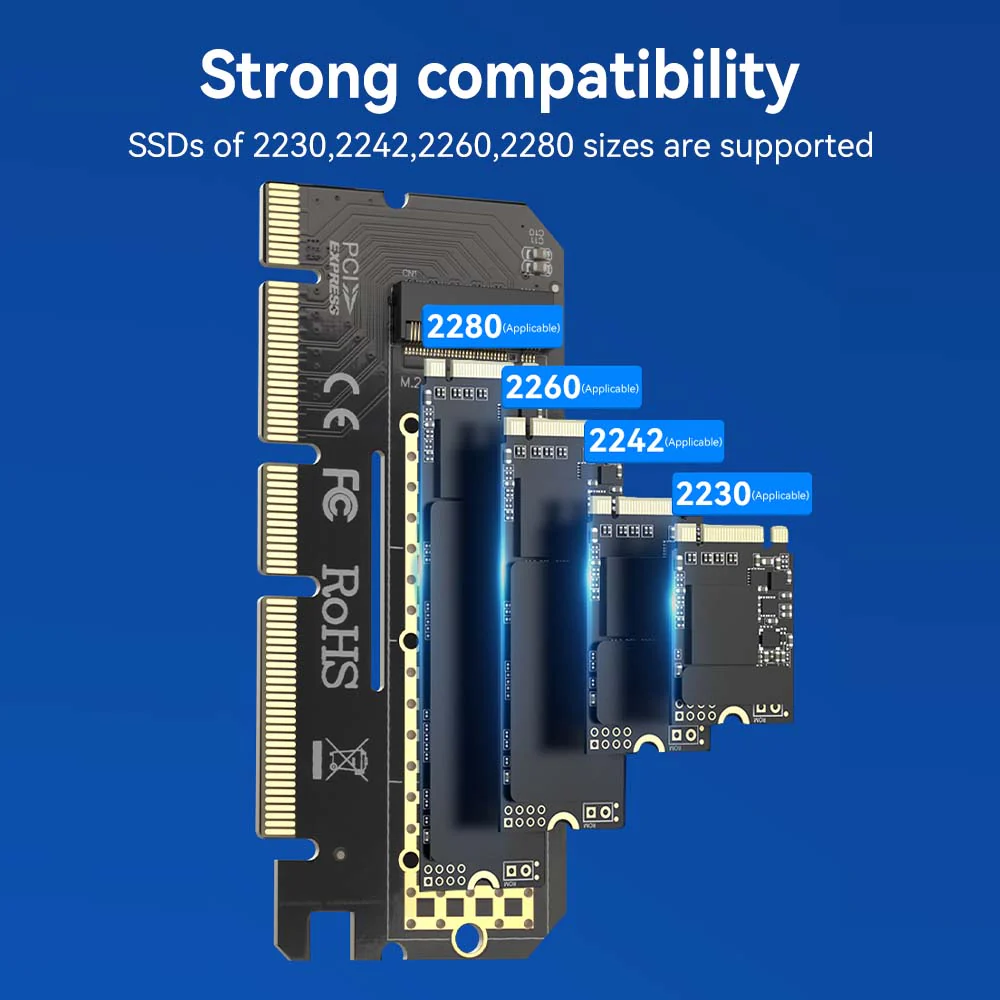 ACASIS 32Gbps NVMe M.2 to PCIe X16/X8/X4 Card With Heat Sink - Image 4