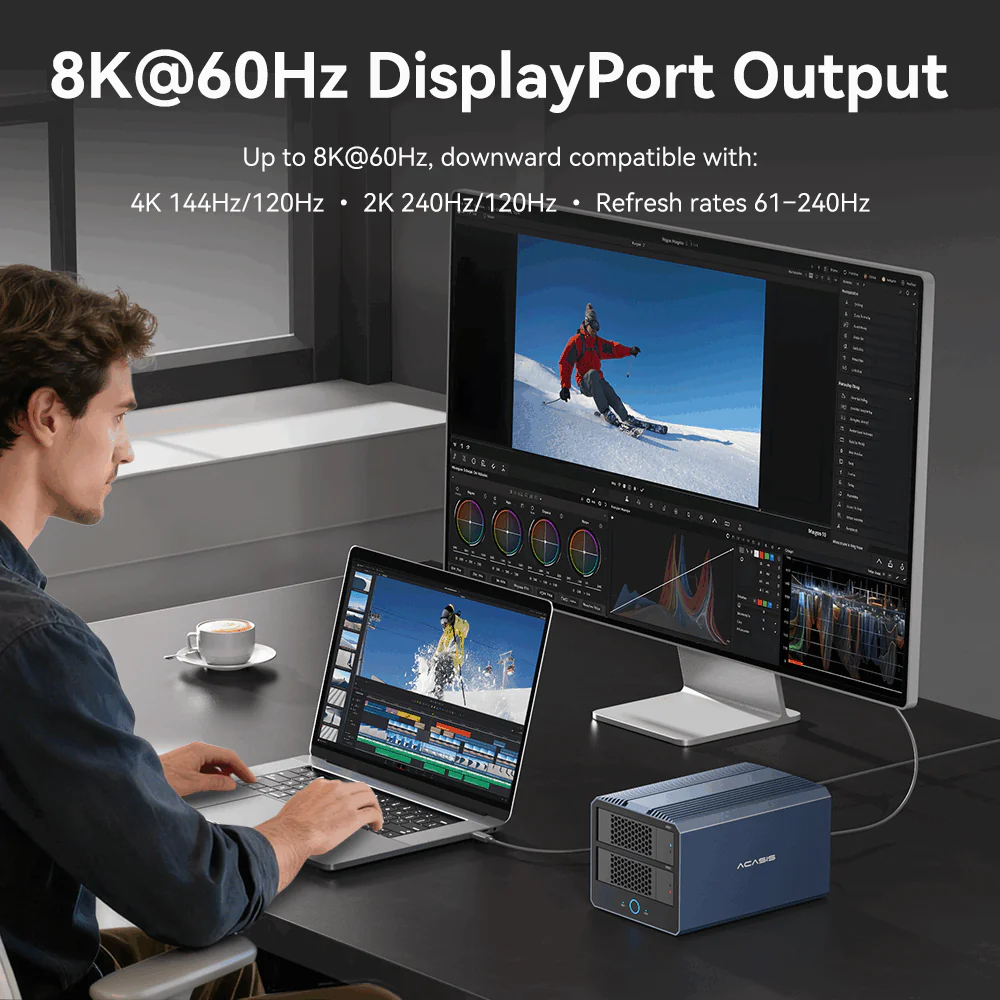 Acasis 40Gbps 4-Bay Hybrid HDD NVMe Enclosure (2 HDD + 2 SSD) - Image 4