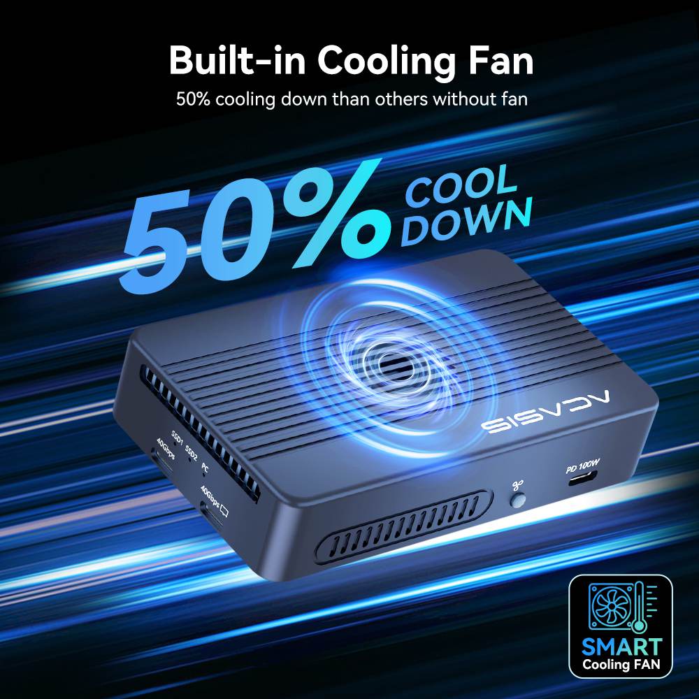 Acasis 40Gbps M.2 NVMe 2 Bay RAID SSD Enclosure Compatible with Thunderbolt 4/3 - Image 3
