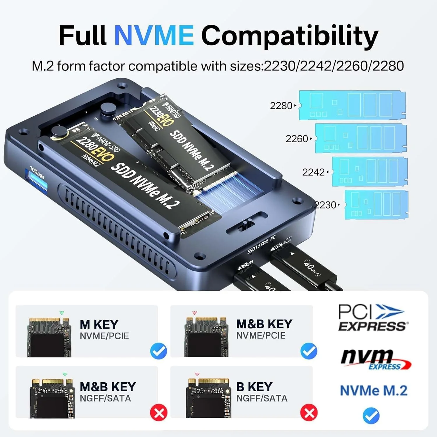 Acasis 40Gbps M.2 NVMe 2 Bay RAID SSD Enclosure Compatible with Thunderbolt 4/3 - Image 6