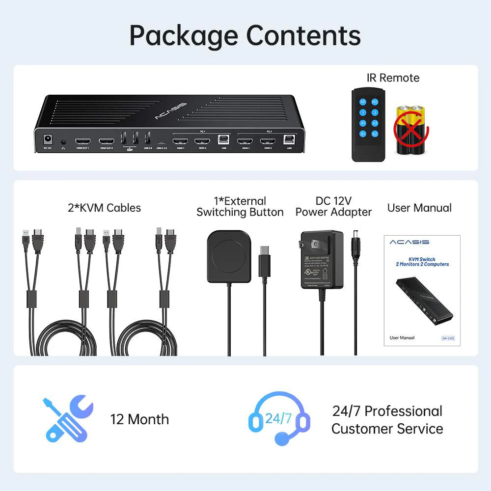 Acasis 4K 60Hz HDMI 2 Monitors 2 Computers Type-C KVM Switch - Image 11