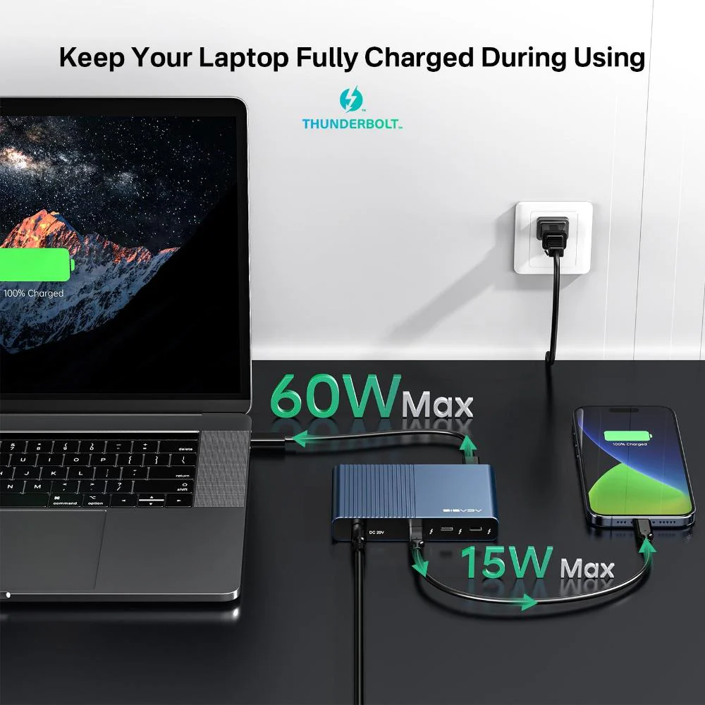 [Intel Certified] Acasis 5-in-1 Thunderbolt 4 USB C Dual 4K 60Hz Docking Station - Image 4
