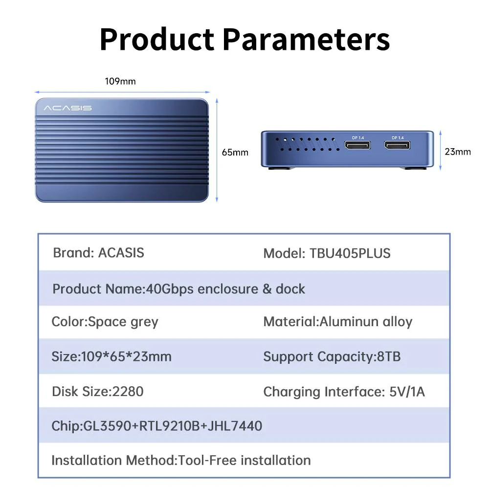 Acasis 6-in-1 40Gbps SSD Case & Dock Compatible with Thunderbolt 4/3 - Image 12