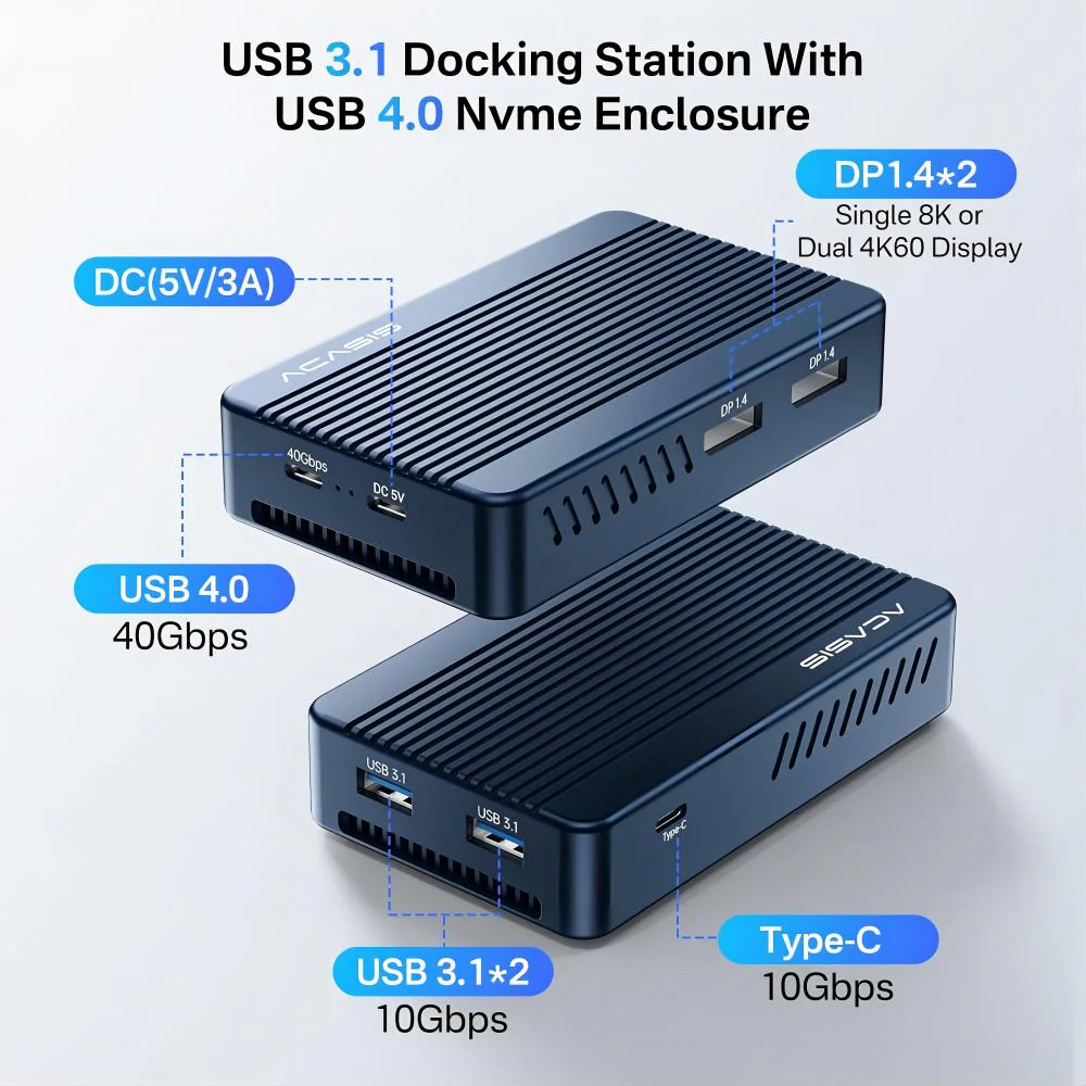 Acasis 6-in-1 40Gbps SSD Case & Dock Compatible with Thunderbolt 4/3 - Image 4