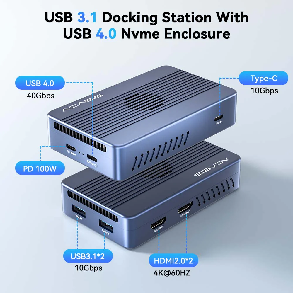 Acasis 8-in-1 40Gbps SSD Enclosure & Dock Compatible with Thunderbolt 4/3 - Image 5