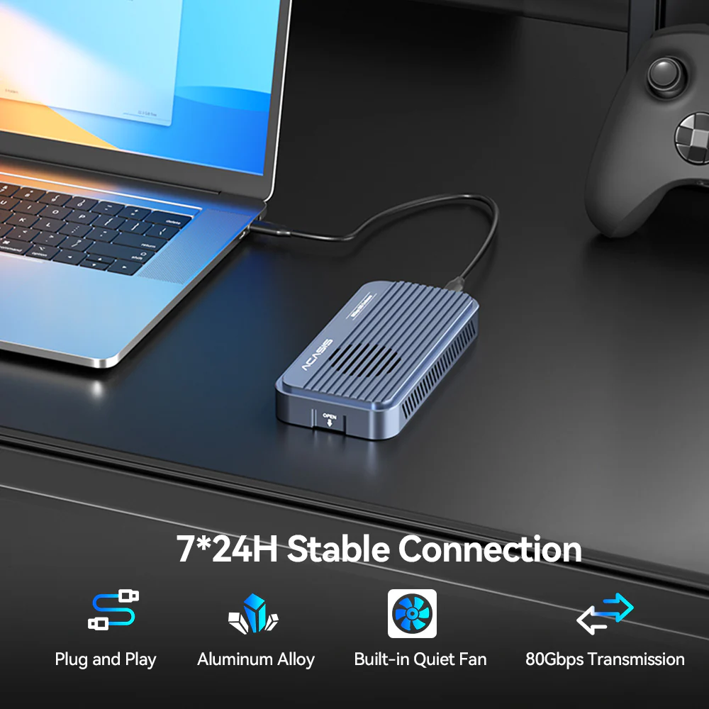 Acasis 80Gbps M.2 NVMe SSD Enclosure Compatible with Thunderbolt 5 - Image 3