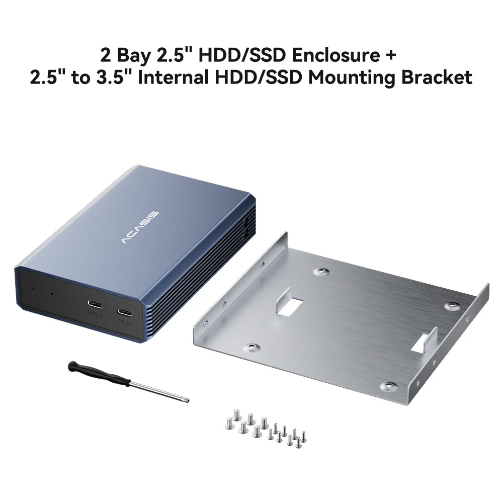 Acasis Dual Bay 2.5 Inch USB-C to SATA HDD SSD RAID Enclosure - Image 12