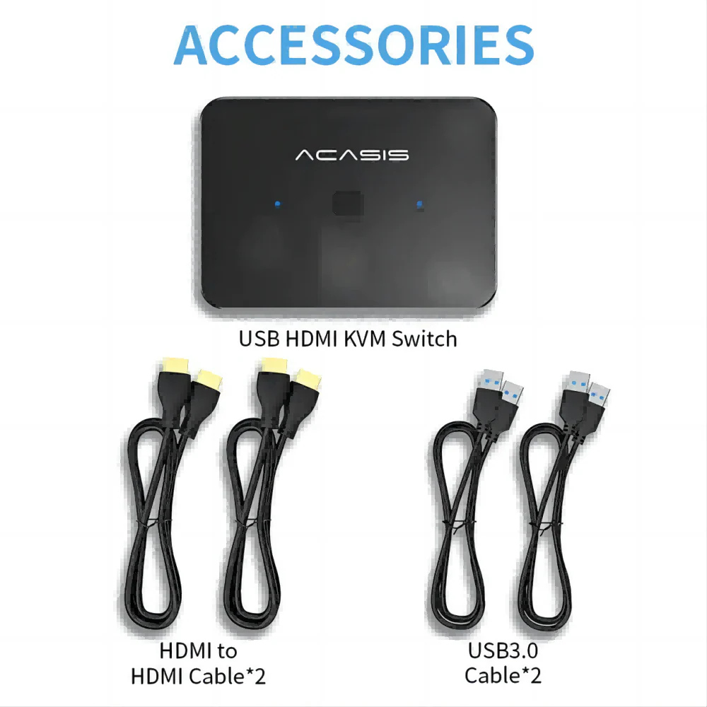 Acasis 2-in-1 4K 60Hz HDMI USB 3.0 KVM Switch 2 PC Share 1 Monitor - Image 9