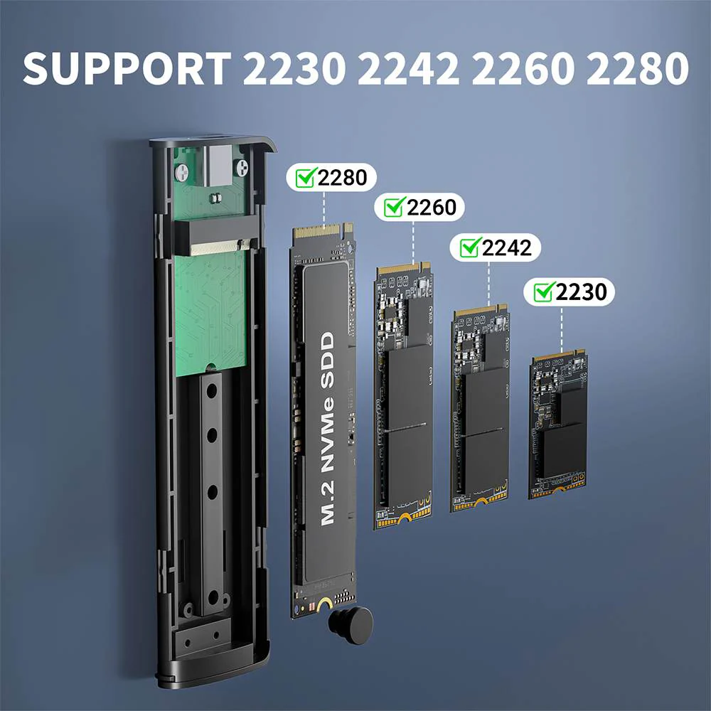 Acasis 10Gbps M.2 NVMe/SATA Tool-Free Type-C SSD Enclosure Adapter - Image 6