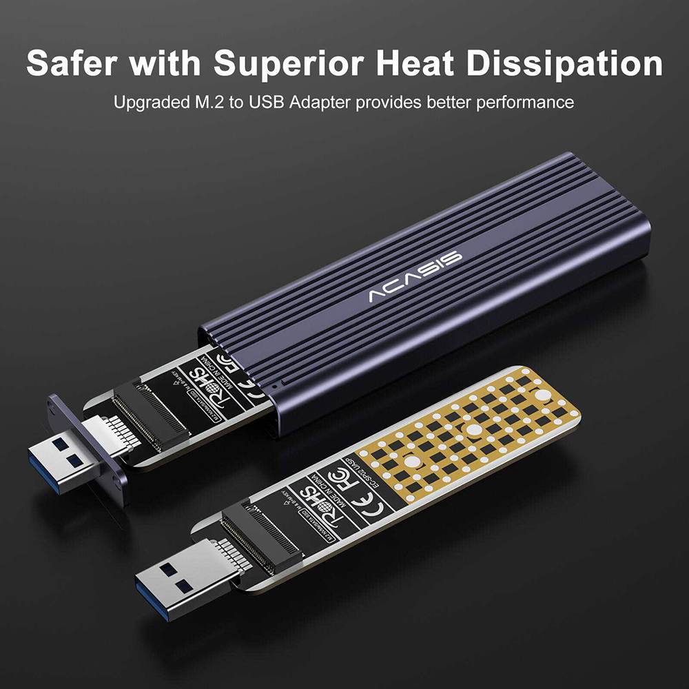 Acasis NVMe/SATA M.2 to USB 3.2 Gen 2 10Gbps SSD Enclosure - Image 3