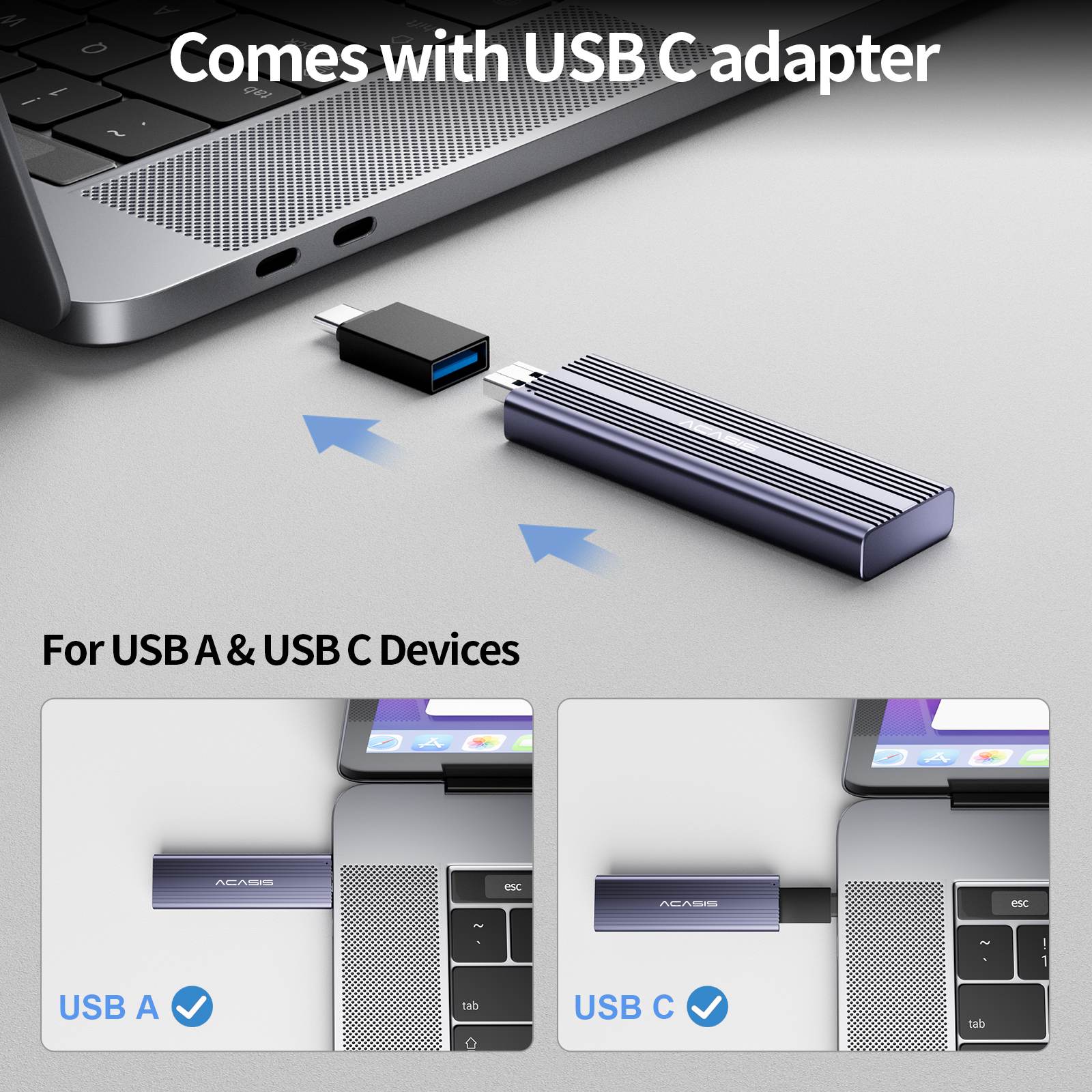 Acasis NVMe/SATA M.2 to USB 3.2 Gen 2 10Gbps SSD Enclosure - Image 5