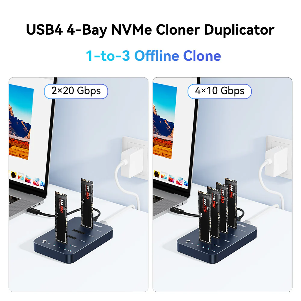 ACASIS 2/4 Bay M.2 NVMe SSD Cloner Dock with Offline Clone - Image 14