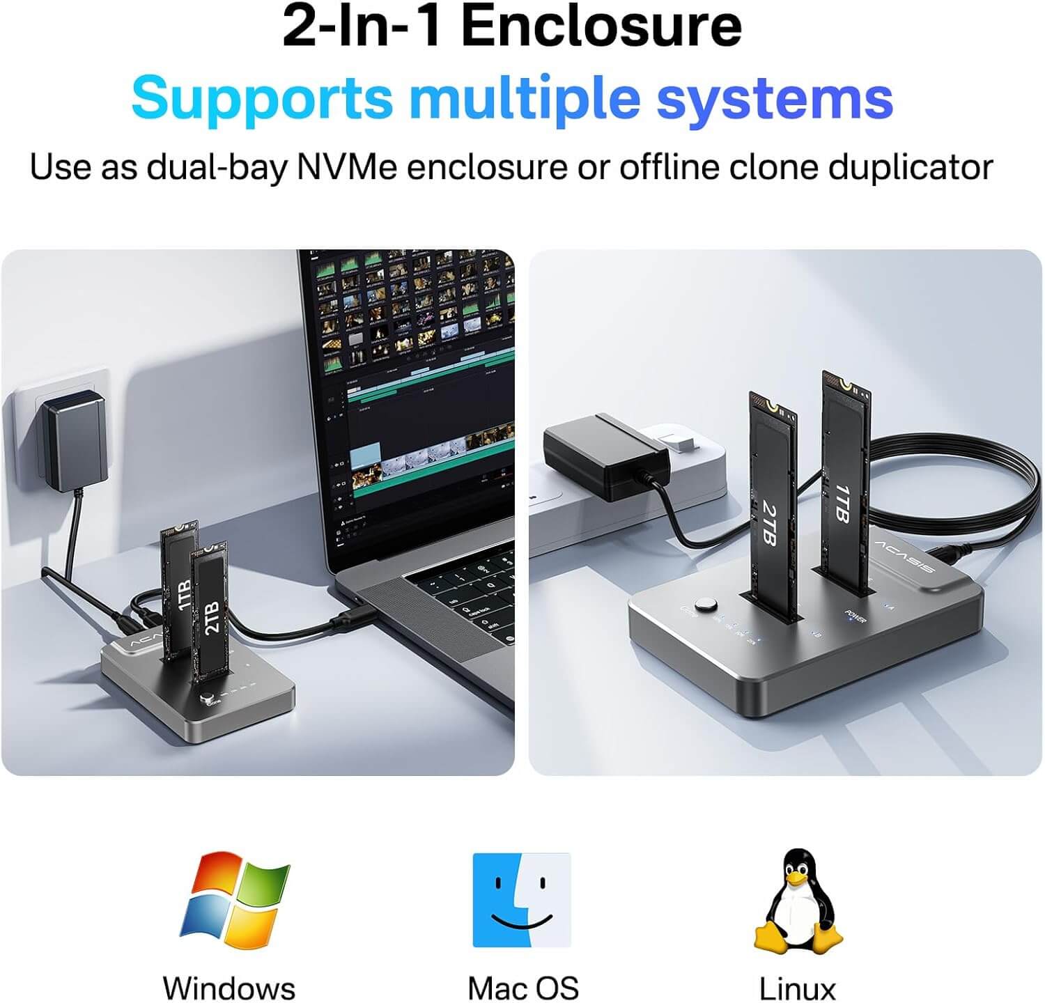 ACASIS 2/4 Bay M.2 NVMe SSD Cloner Dock with Offline Clone - Image 8