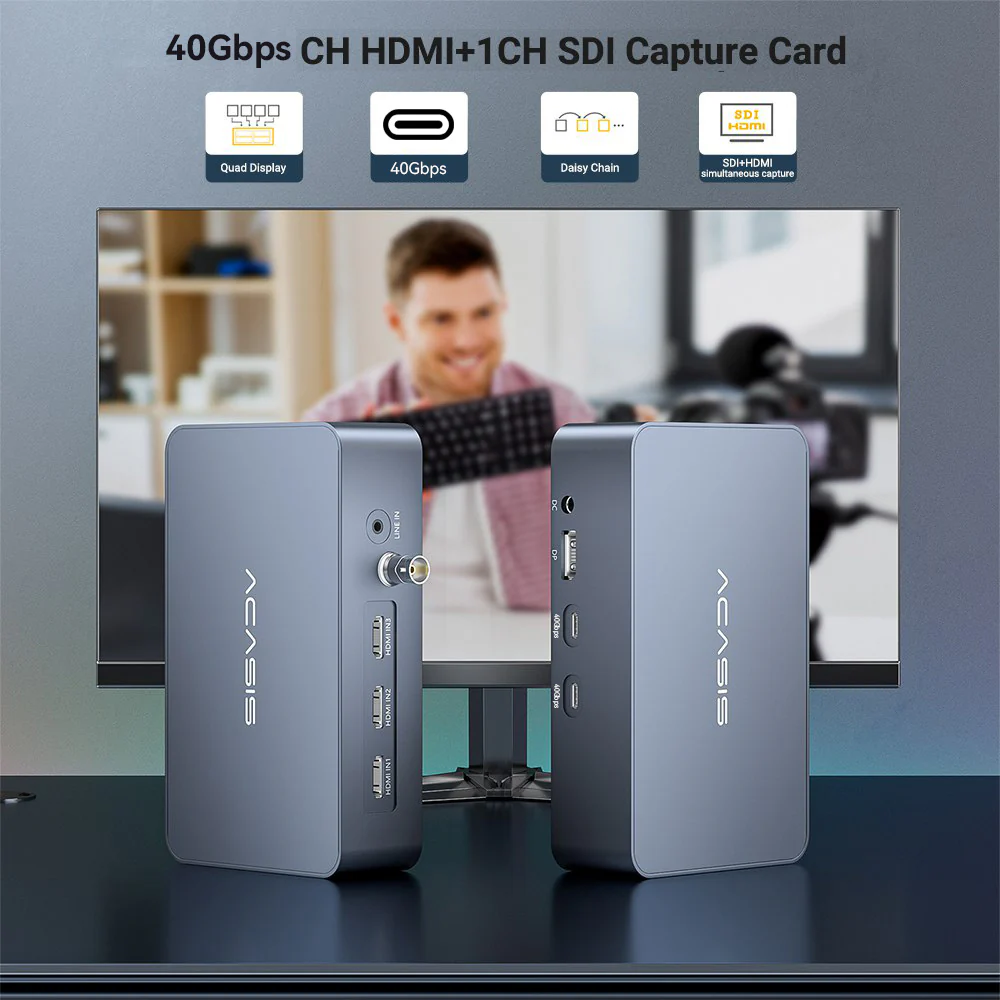 Acasis 40Gbps 3 HDMI 1 SDI 1080P 60FPS Video Capture Card for Windows Compatible with Thunderbolt 4/3 - Image 3