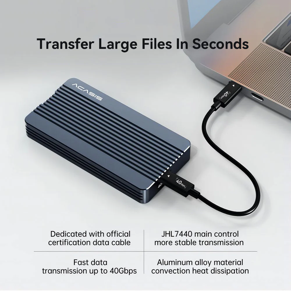 Acasis 40Gbps M.2 NVMe SSD Enclosure Compatible with Thunderbolt 4/3 - Image 4