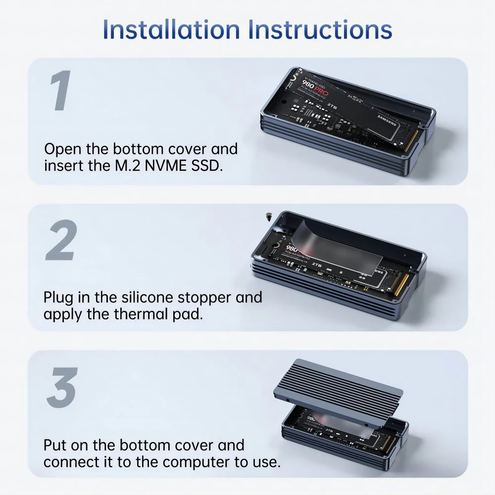 Acasis 40Gbps M.2 NVMe SSD Enclosure Compatible with Thunderbolt 4/3 - Image 6