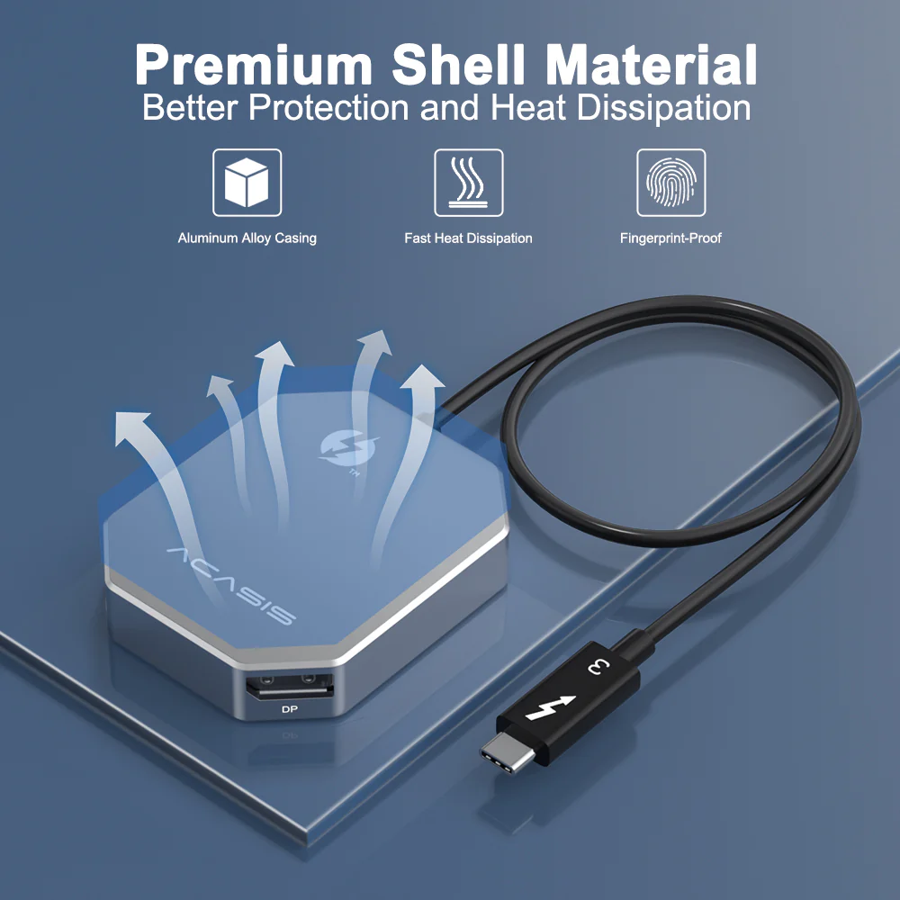 [Intel Certified] Acasis Thunderbolt 3 4K 60Hz Dual DisplayPort Adapter for Mac/Windows - Image 3