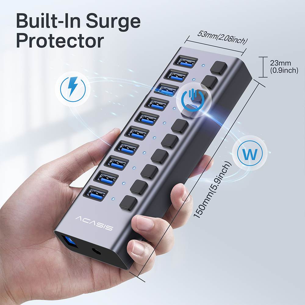 Acasis 10 Ports USB 3.1 Hub with Individual On/Off Switches Splitter - Image 8