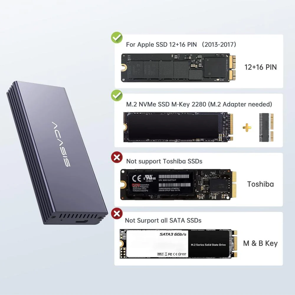 Acasis 20Gbps Apple SSD Enclosure for Mac(2013-2017|12+16 PIN) - Image 4