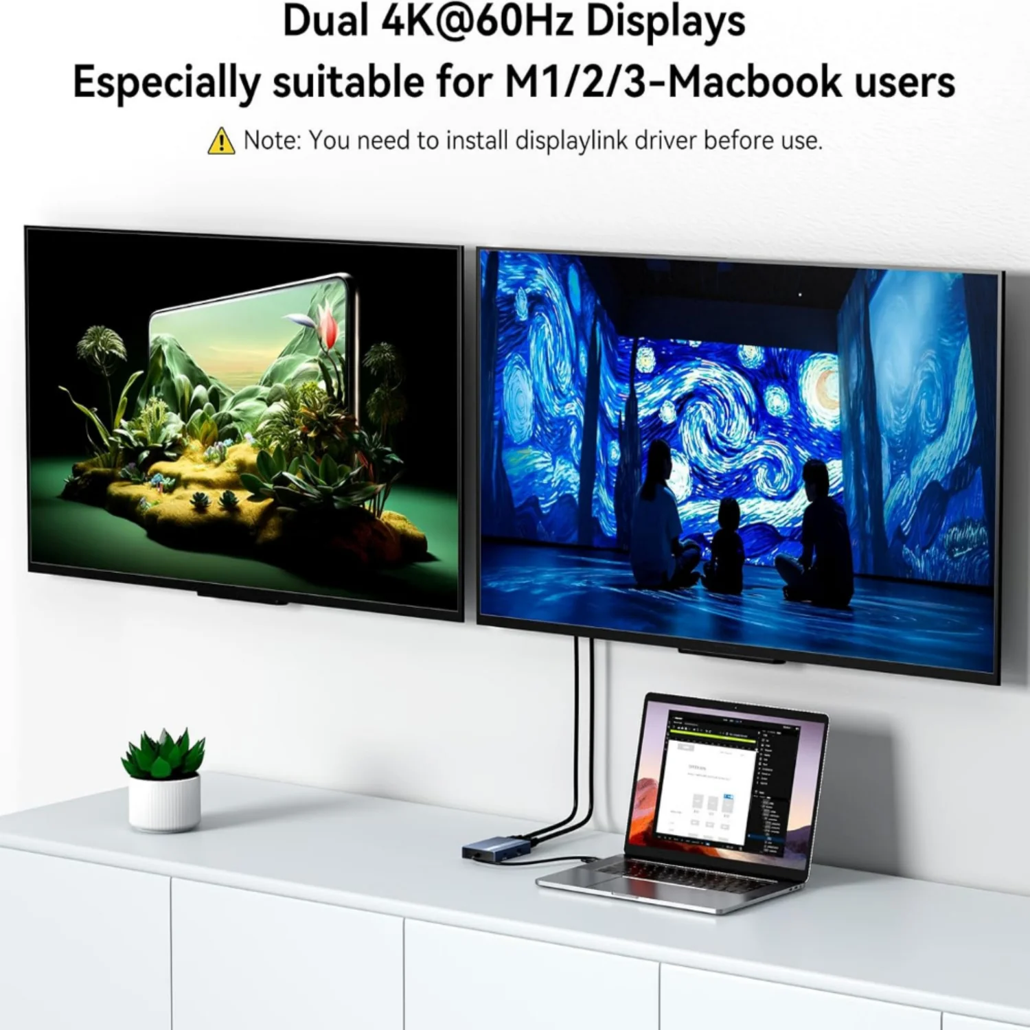 Acasis USB-C DisplayLink Dual 4K 60Hz HDMI Adapter for Apple Mac - Image 3