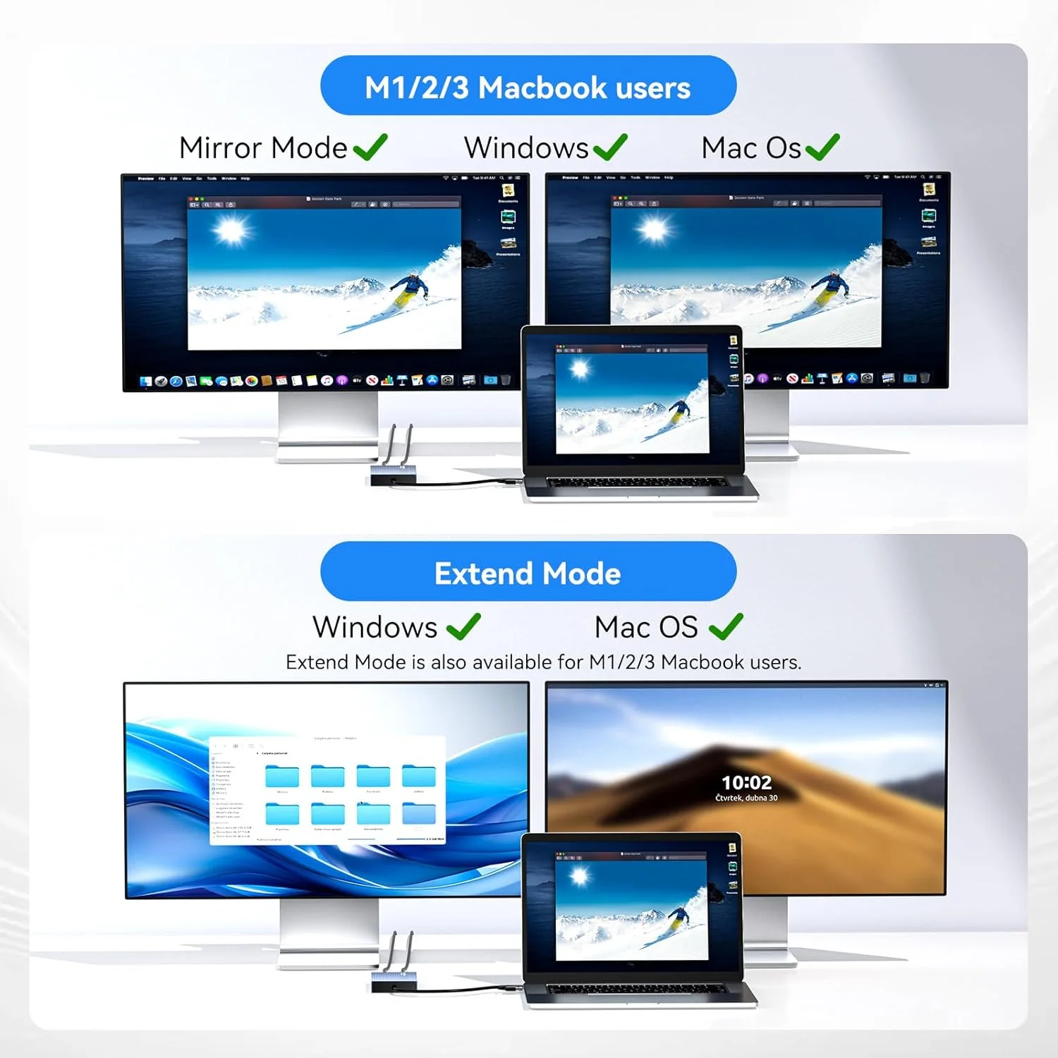 Acasis USB-C DisplayLink Dual 4K 60Hz HDMI Adapter for Apple Mac - Image 5