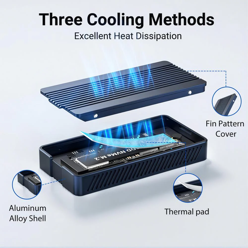 Acasis 40Gbps Tool-free M.2 NVMe SSD Enclosure Compatible with Thunderbolt 4/3 - Image 6