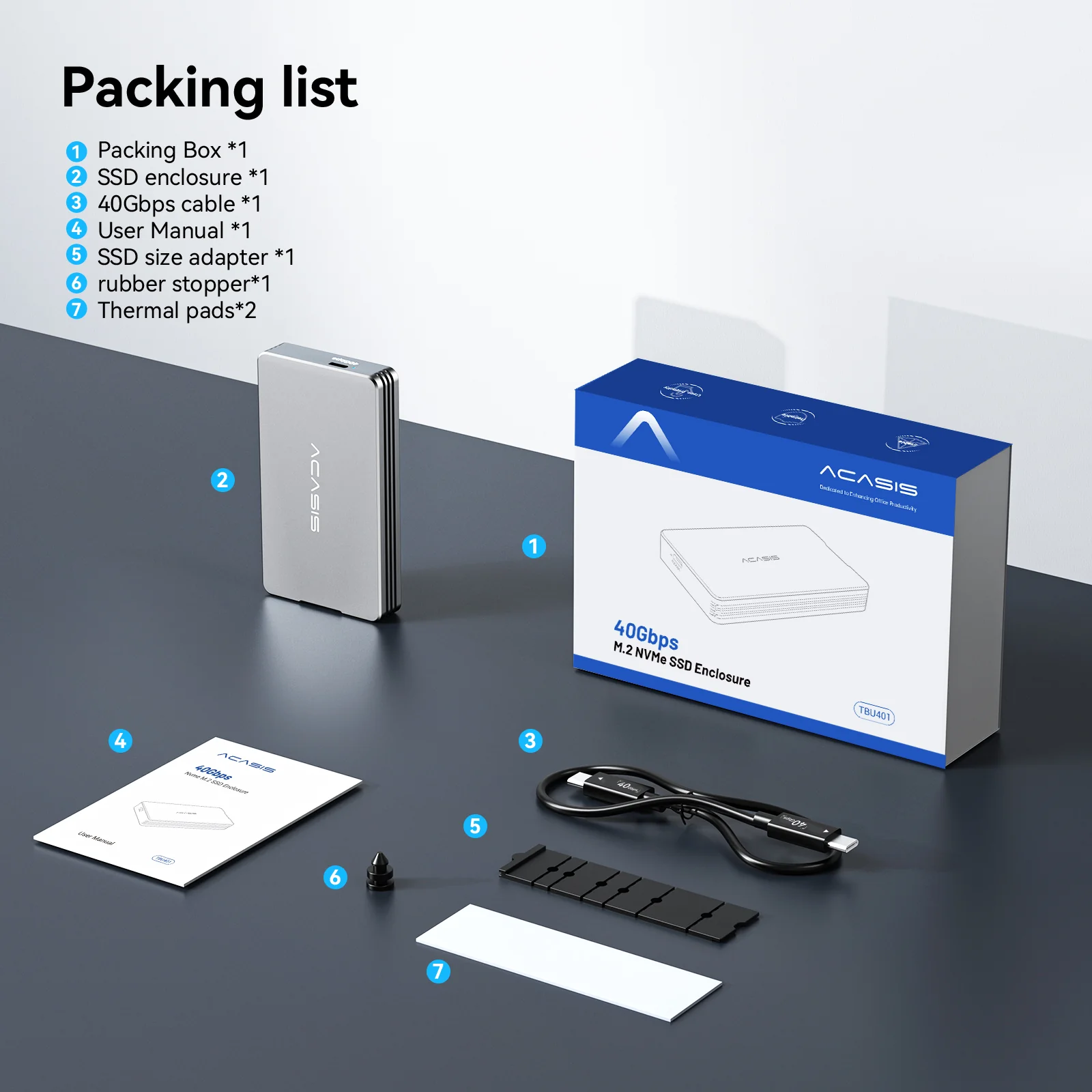 Acasis 40Gbps M.2 NVMe SSD Enclosure Compatible with Thunderbolt 4/3 and USB4 - Image 12