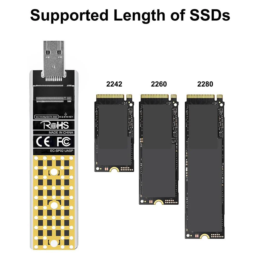 Acasis NVMe/SATA M.2 to USB 3.2 Gen 2 10Gbps SSD Reader - Image 5