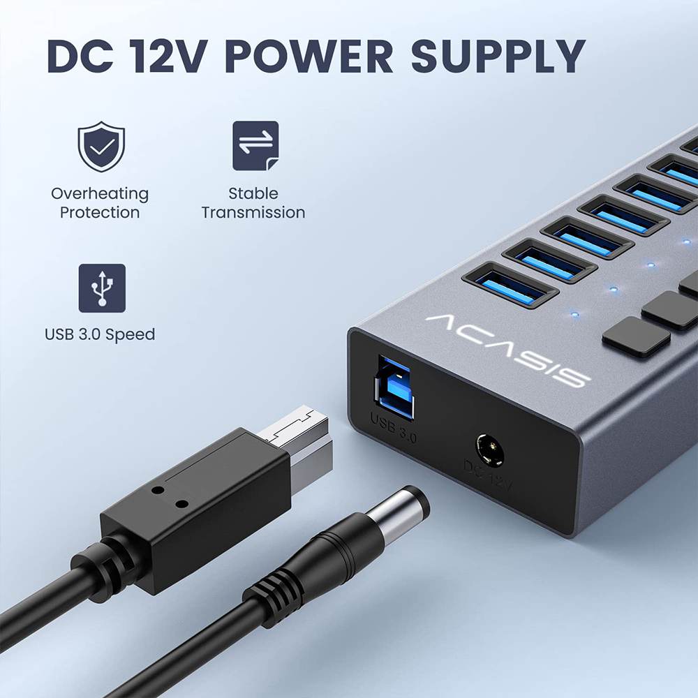Acasis 7 Ports USB 3.1 Hub with Individual On/Off Switches Splitter - Image 7